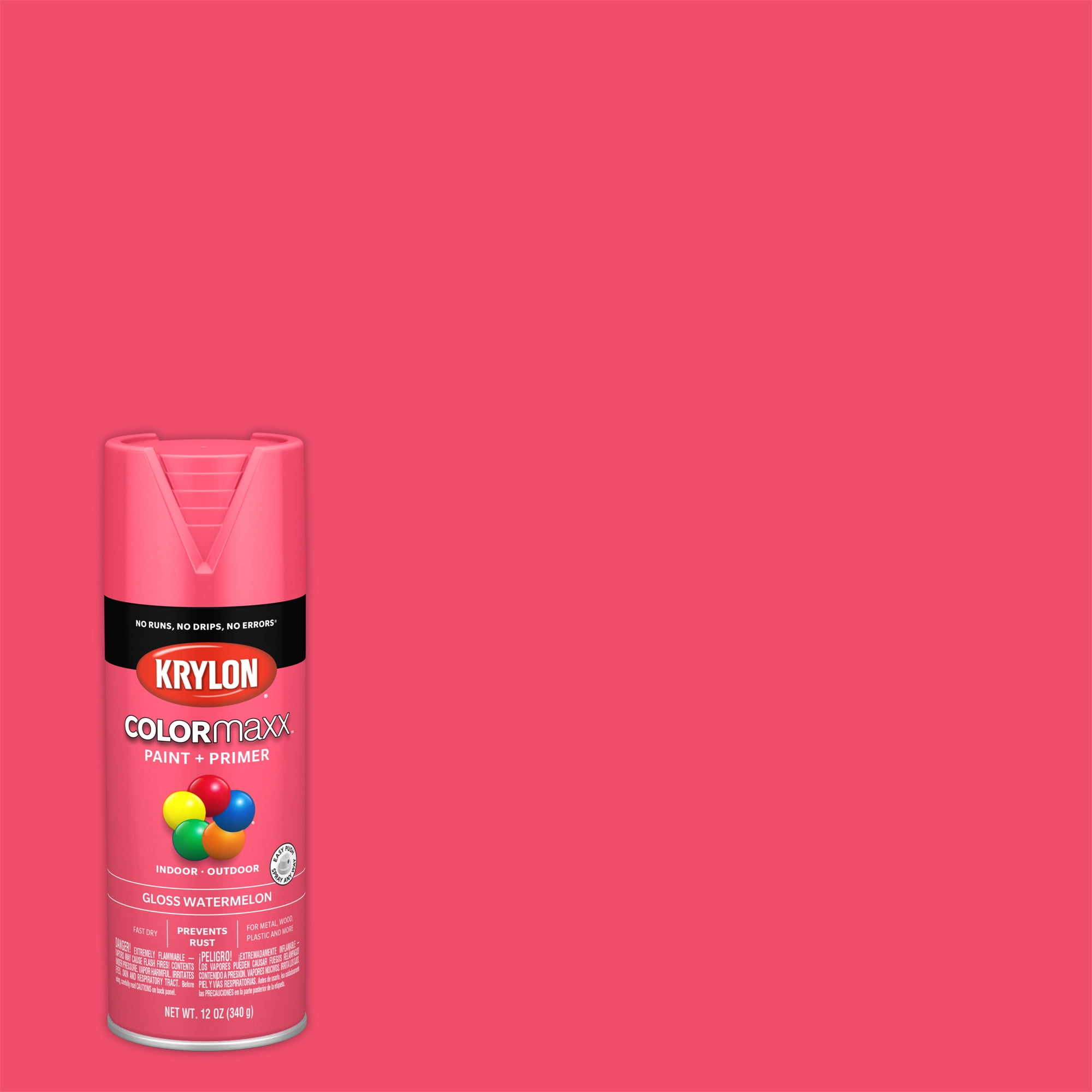 Krylon COLORmaxx Paint + Primer Spray Paint, Gloss, Watermelon, 12 oz