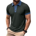 thumbnail image 4 of Ecqkame Men's Lapel Shirts Short Sleeve Casual Lightweight Pullover Tops Daily Versatile Outdoor Golf Tennis Shirt Dark Gray M, 4 of 9