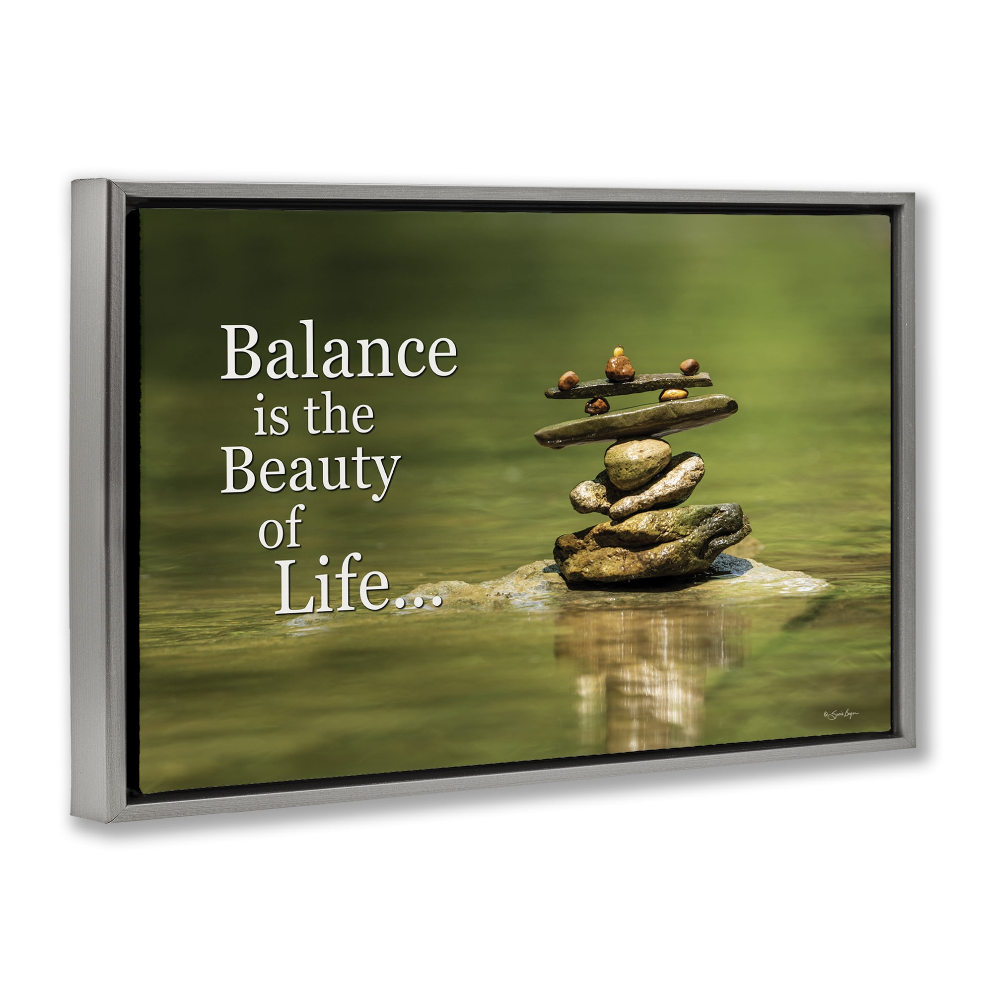 Stupell Industries Balance Is Beauty Landscape & Nature Painting Gray Floater Framed Canvas Art Print Wall Art, 25 x 17