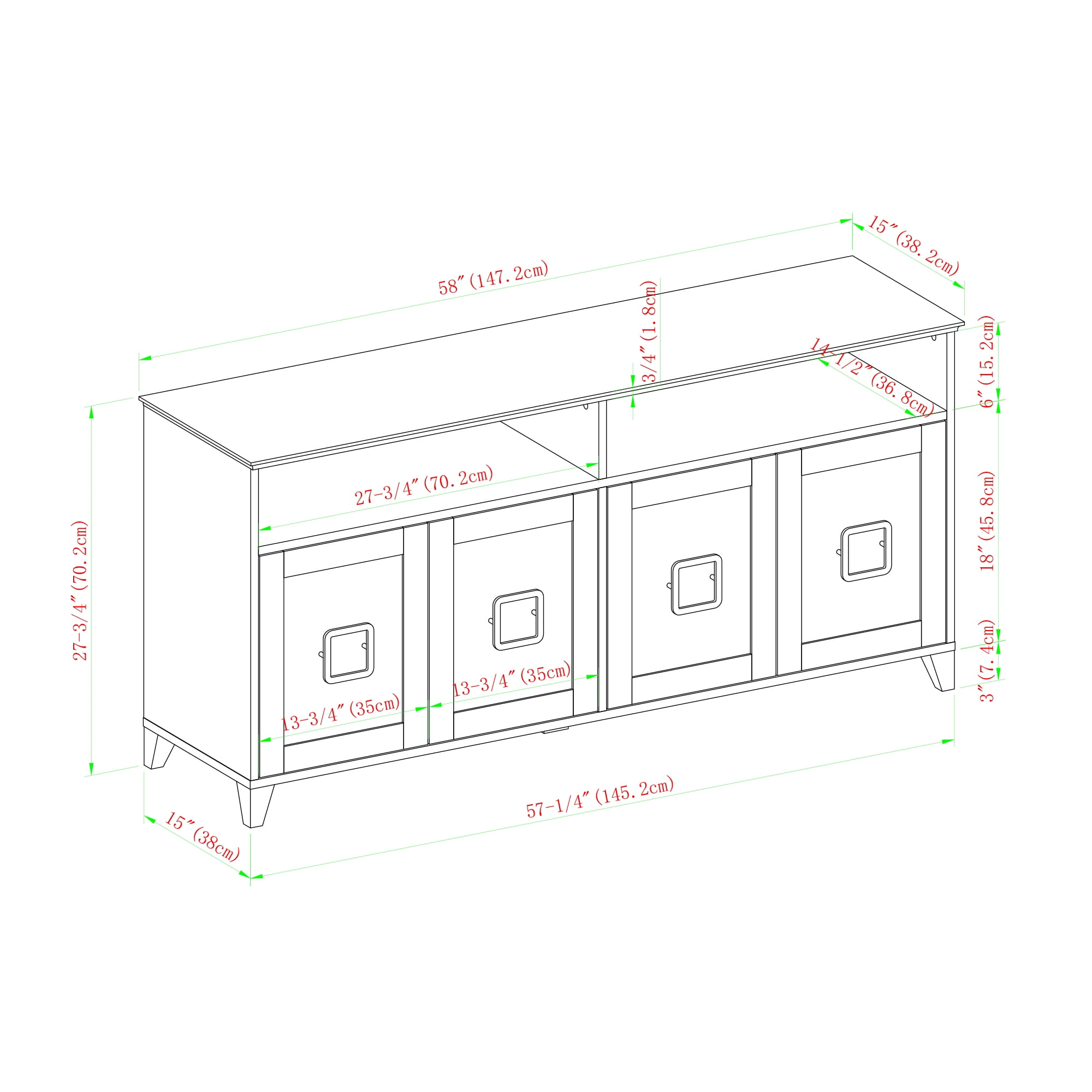 Sullivan Four Door Birch TV Stand for TVs up to 65" by Birch Harbor