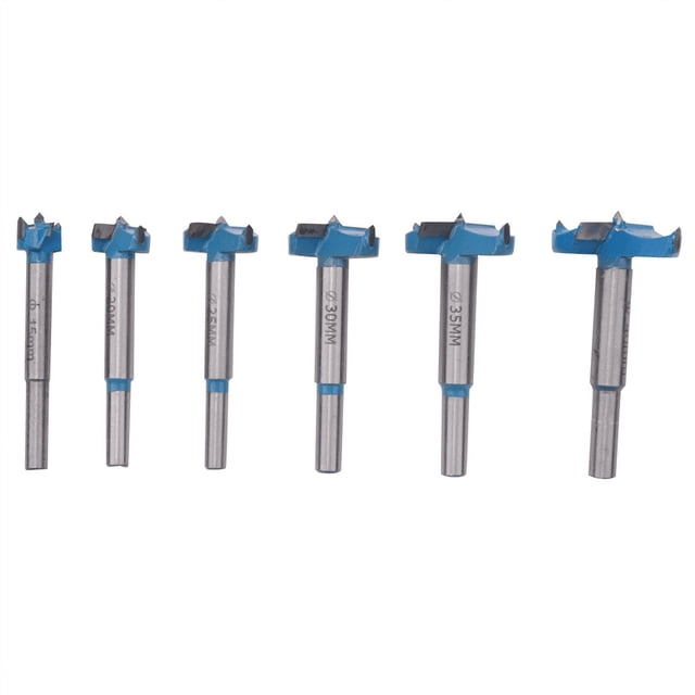Forstner Drill Bit Set,15-40mm 6 Pcs Carbide Forstner Bits High Speed Steel Wood Tool