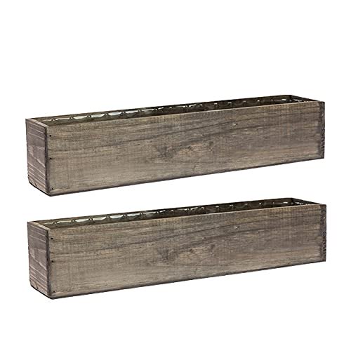 Boîte de Jardinière en Bois, Bois de Grange Rustique avec Doublure en Plastique l Décorations de Restaurant et de Mariage l Bouquets de Mariage, Centre de Table (20x4 Ensemble de 2, Naturel)