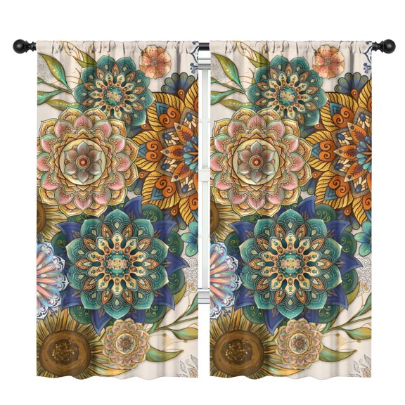 Blackout Kids Curtains,Boho Bohemia Pioneer Flower Childrens Insulated Curtains Set Of 2,Bedroom Essentials,Toddler Room Decor 42"x84"(106x213cm)