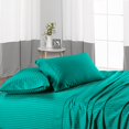 thumbnail image 2 of 600 Thread Count 100% Long Staple Egyptian Cotton Soft Combed, 4 Piece Sheets Set, Smooth & Soft Sateen Weave, Luxury Hotel Collection Bedding, Deep Pocket Fitted (Twin, Turquoise Green Stripe), 2 of 3