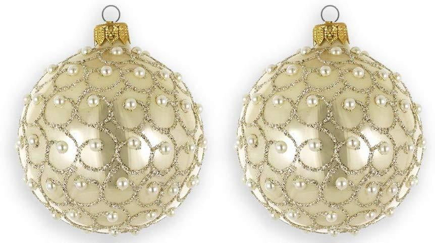 D Handmade Yellow Champagne Pearl Ornament Glass Christmas Tree Decoration 2pc Walmart Com Walmart Com