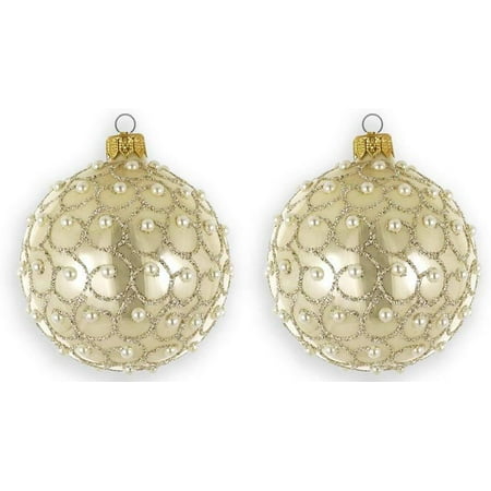 D Handmade Yellow Champagne Pearl Ornament Glass Christmas Tree