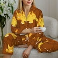 thumbnail image 4 of Goofa Dinosaurs and Leaves Printed Women’s 2 Piece Pajama Set Super,Pajamas Women's Long Sleeve Sleepwear Soft Button Down Loungewear Pjs Lounge Set Nightwear-Large, 4 of 9