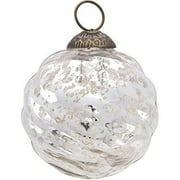 Luna Bazaar Large Mercury Glass Ball Ornament (3-Inch, Silver, Swirl Motif, Solene Design, Single) - Great Gift Idea, Vintage-Style Decorations for Christmas, Special Occasions, Home Decor and Parties