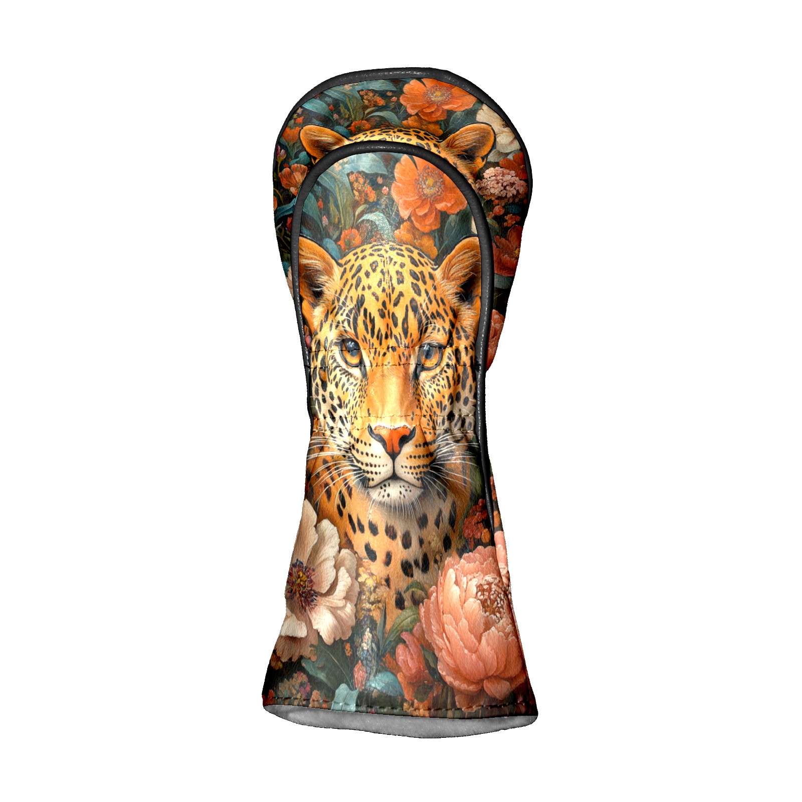 Golf Club Covers PU Leather Waterproof Head Covers for Fairway Woods Hybrids Orange Leopard