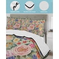 thumbnail image 3 of Full Size Quilt Bedding Set, Green Boho Flower Reversible Summer Quilt 3 Pieces, Spring Watercolor Country Floral Plant Lightweight Bedspreads Coverlets with 2 Pillow Shams for All Seasons, 3 of 5