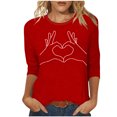 thumbnail image 1 of Tops de Cuello Redondo para las Mujeres Moda Impresa 3/4 Mangas Blusa Casual Top, Estante de Imitación, 1 of 5