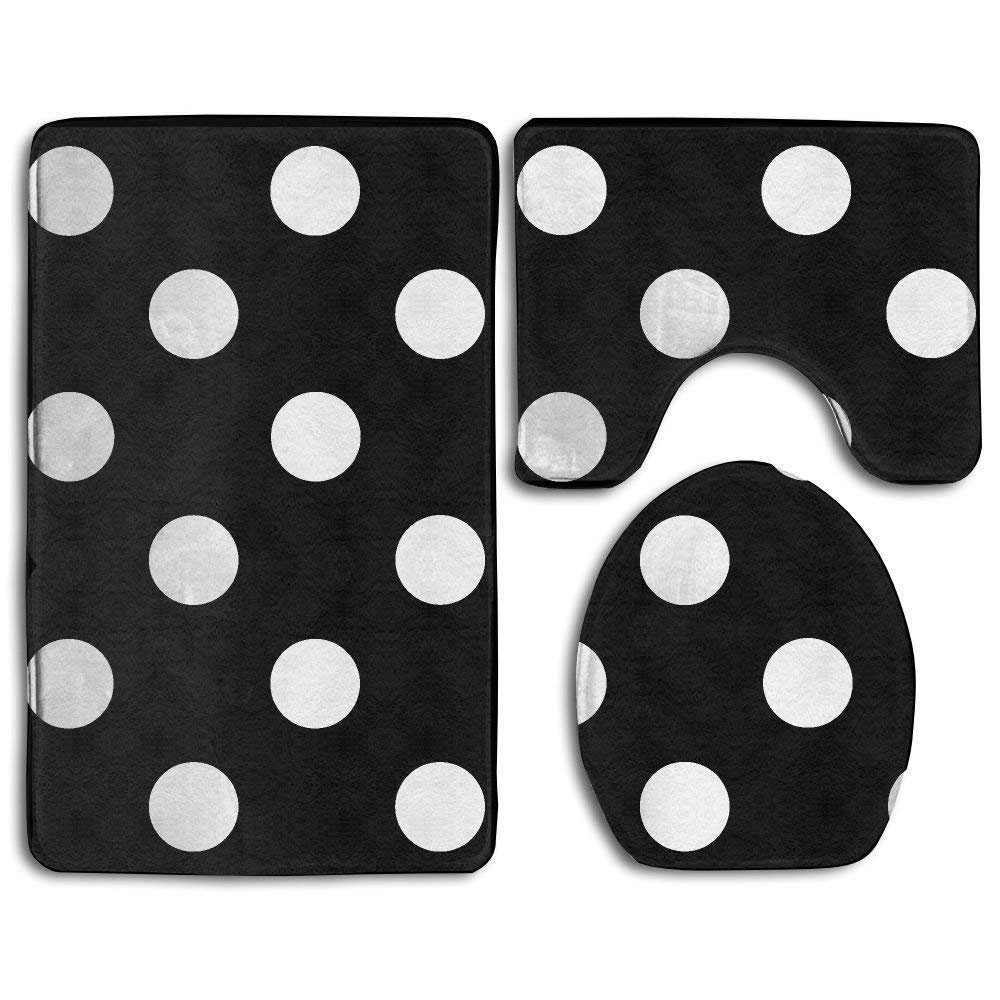 GOHAO Black White Bohemian Polka Dot 3 Piece Bathroom Rugs Set Bath Rug Contour Mat and Toilet