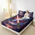 thumbnail image 4 of jejeloiu Lightsaber Bed Sheets,Universe Starry Night King Sheets,Colorful Galaxy Sheet Set For Boys Kids,Microfiber Bedroom Decor,4-Piece, 4 of 7