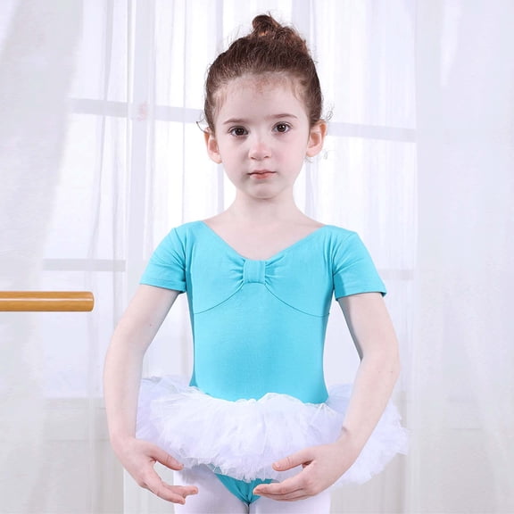 SNKSDGM Girls Romper Dress Size 8 Short Sleeve Glitter Dance Ballet Tutu Leotard Outfit for Girls Toddler 12-13 Years