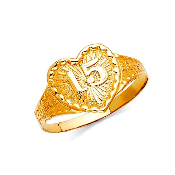 14k Yellow Gold Quinceanera Sweet 15 Years Ring Size 7 Ring for Women - 1.8 Grams