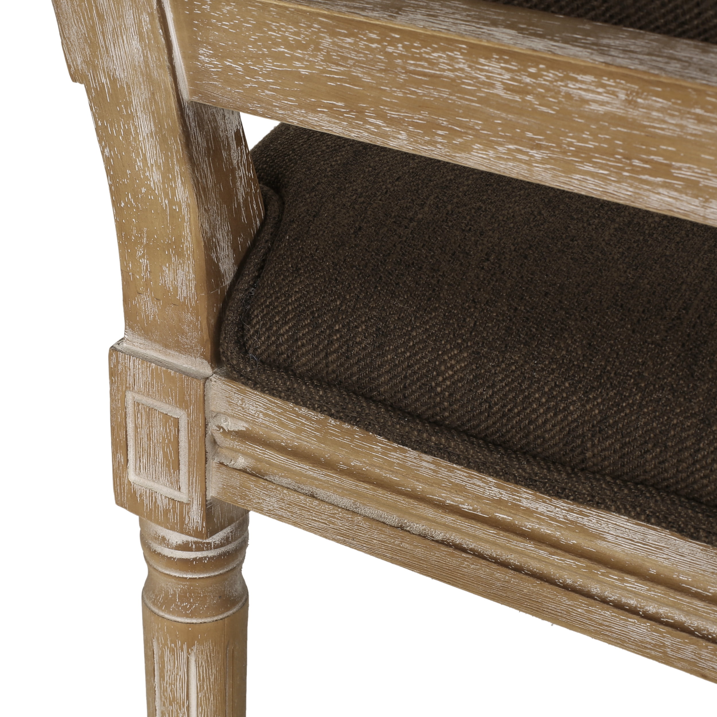 Noble House Robin French Wood Upholstered Dining Chair, Set of 4, Brown