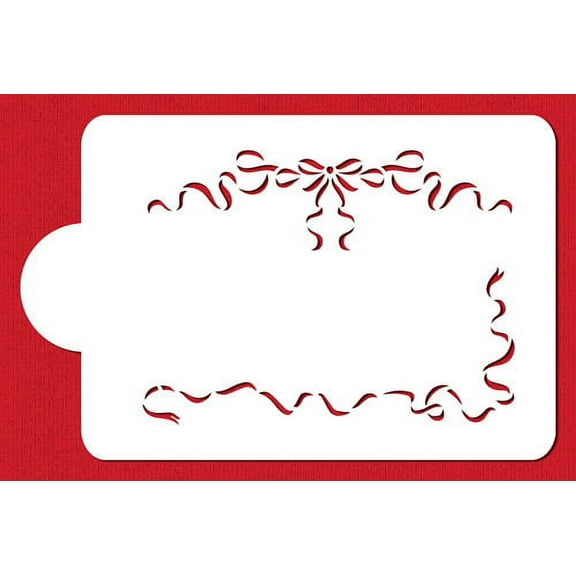Designer Stencils C076 Ribbons and Bows Stencil Cake Top, Beige/semi-transparent