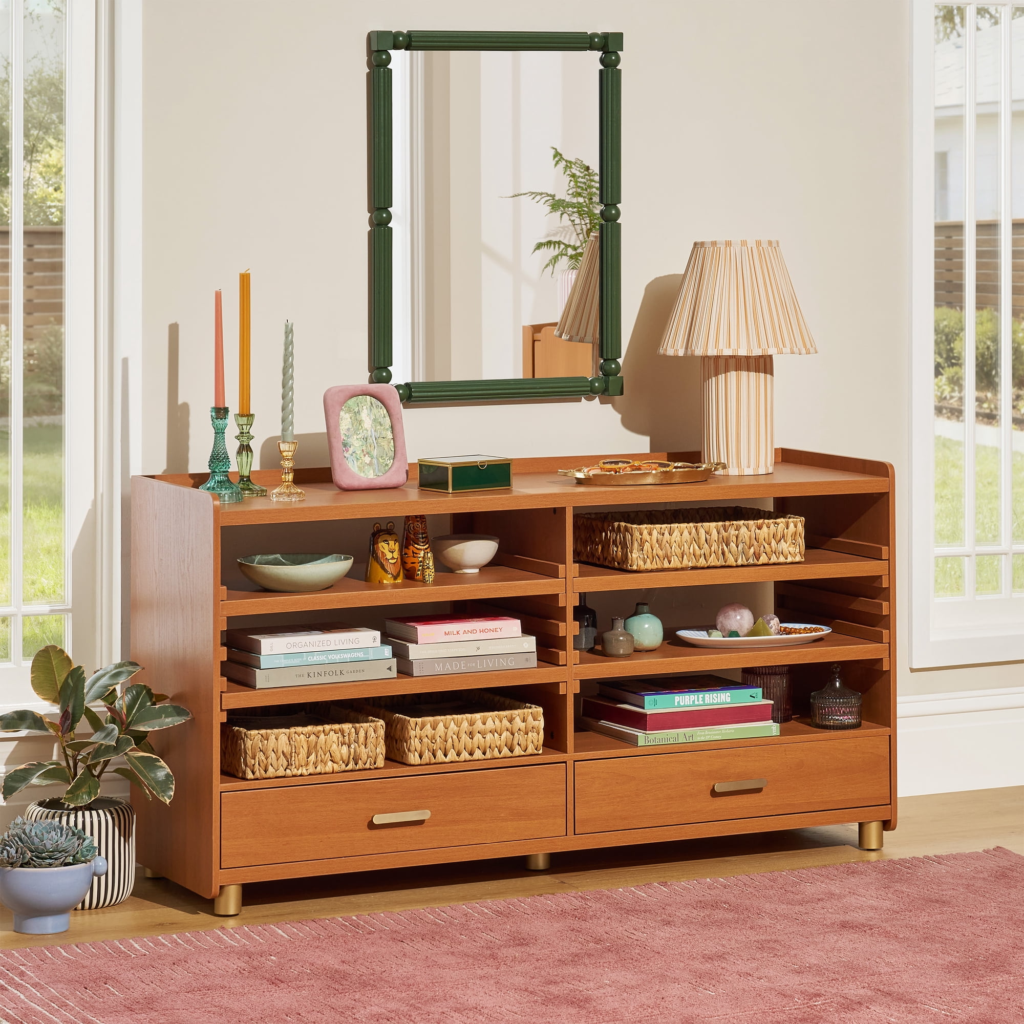 Beautiful by Drew Barrymore Maurice TV Stand for TVs Up to 65 in, Cherry Finish