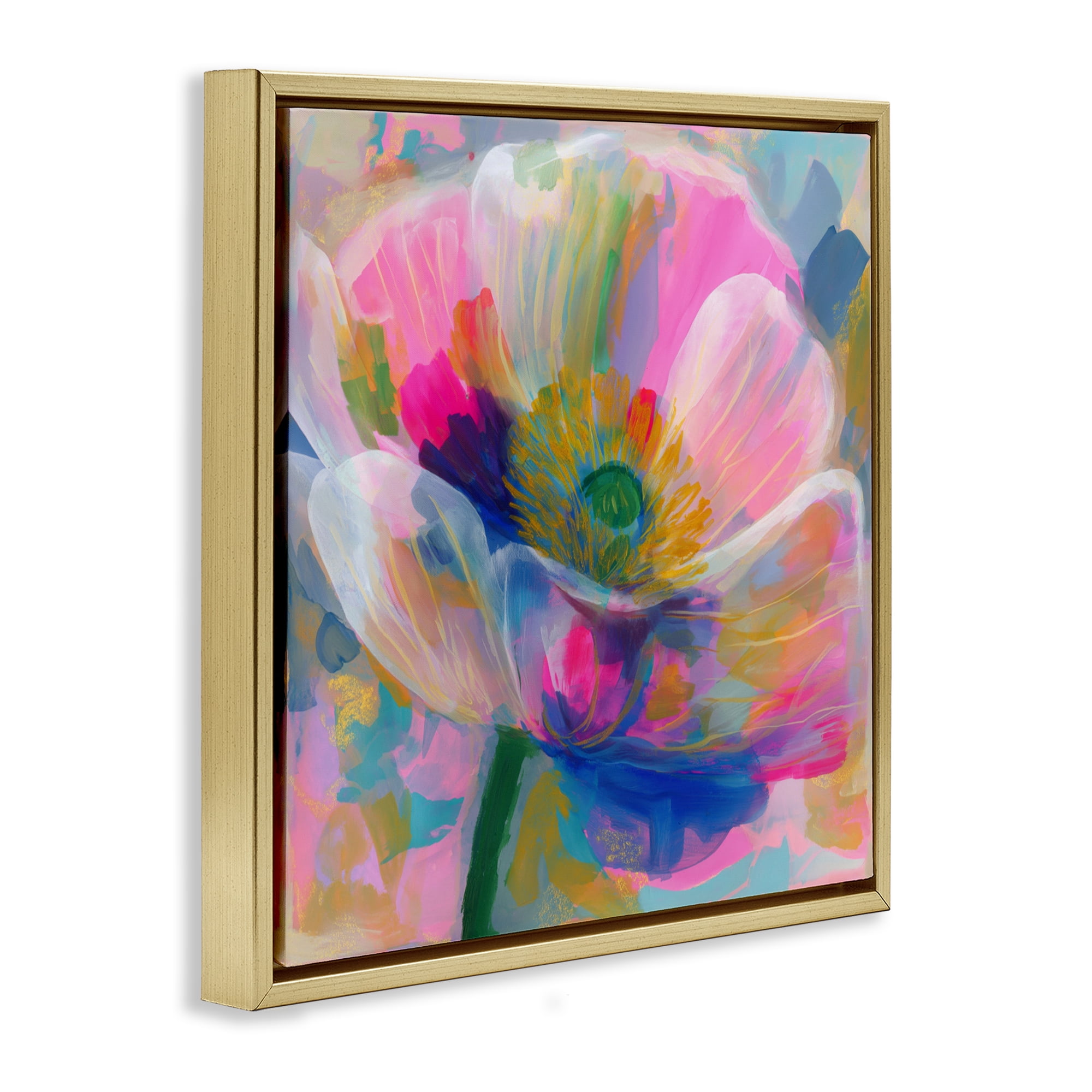 Stupell Industries Backlit Kaleidoscopic Poppy Gold Framed Floater Canvas Wall Art, design by Chromatic Storm Studio