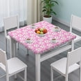thumbnail image 3 of Pink Baseballs Pattern Square Fitted Tablecloth with Elastic Edge,Square Table Cover,Washable Elastic Table Cover for Home Kitchen Party Decor 36"x36", 3 of 6