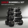 thumbnail image 3 of JoanKaren 100lbs Hex Dumbbell Set of 8,Pair of 5,10,15,20LBs,Rubber Encased Coating&Textured Carbon Steel Handle,Anti-Roll Weights for Home Gym Strength Training, 3 of 8