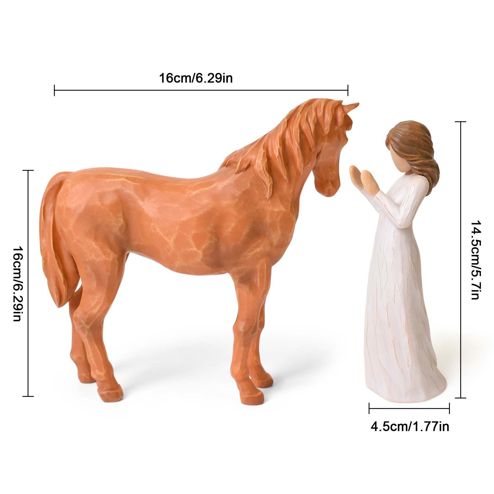 Horse & Girl Resin Statue - Cowgirl Memorial Gift, Horse Lover Decor, Emotional Friendship Tribute for Women, Christmas, Birthdays​​(Brown)