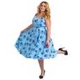 thumbnail image 4 of Miss Lavish London Women's Plus Size Dresses Retro Floral Rockabilly 40s and 50s Vintage Fashion [BUTTERFLY-BLUE-22], 4 of 4
