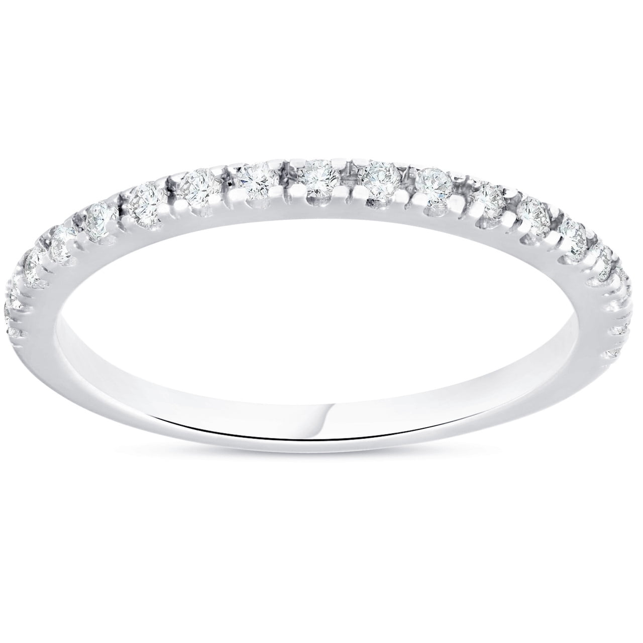 Pompeii 1/4ct Diamond Ring Stackable Engagement Womens Wedding Band 10K White Gold