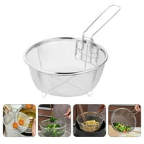 WHAMVOX 1Set Deep Fryer Basket Stainless Steel Round Frying Basket for Home Cooking