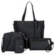thumbnail image 2 of Sonducket Conjunto de 4 Uds. De bolsos para mujer, cartera femenina de Color sólido de piel sintética, bandolera de hombro, bolso de mano, accesorio de Bolsas de mensajero y de hombro Negro, 2 of 6