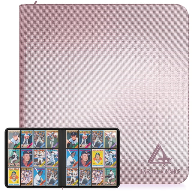 Carpeta para cartas Invested Alliance de 480 bolsillos con cierre de cremallera, rosa