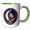 Green/White, variant on 3drose, Bobby Male Name, Moon, Man, Bobcat Head. Elegant, Artsy Gift for Man, 11oz Two-tone Yellow Mug