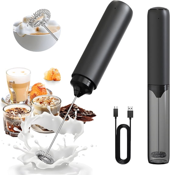 Keai Electric Milk Frother Rechargeable Handheld Coffee Frother with Stainless Steel Whisk, Portable Drink Mixer for Latte Cappuccino Matcha