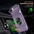 thumbnail image 4 of For Apple iPhone 17e/16e Phone Case with Finger Ring Holder Kickstand, Card Slots，Heavy Duty Shockproof Rugged Protective Working with Magnetic Car Phone Mount,Purple, 4 of 8