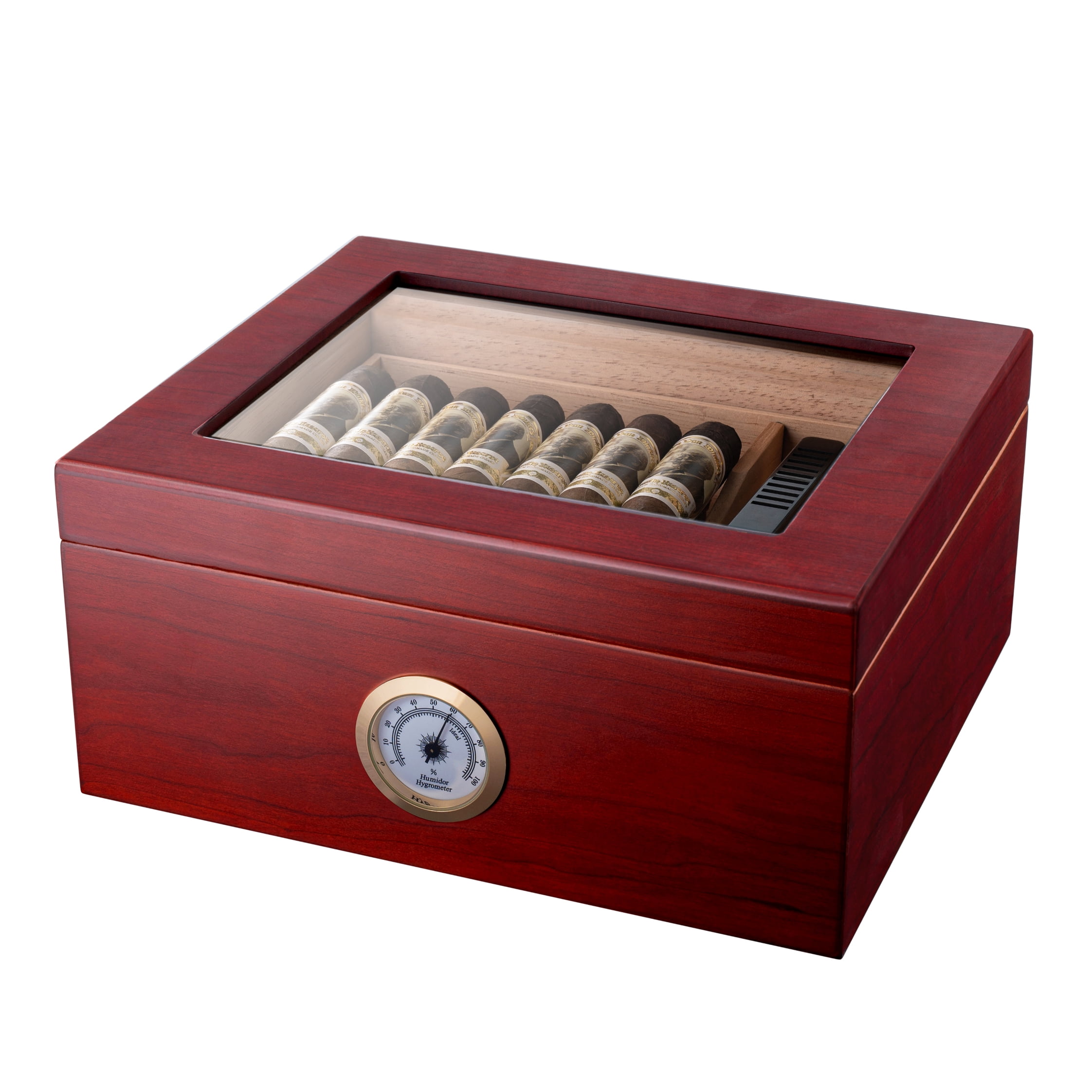 Mantello Glass Top Cigar Humidors - Humidor Cigar Box with Humidifier ...