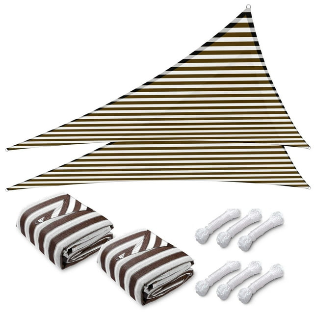 Yescom 2 Pack 16 Ft 97% UV Block HDPE Triangle Sun Shade Sail Canopy Outdoor Cover Net