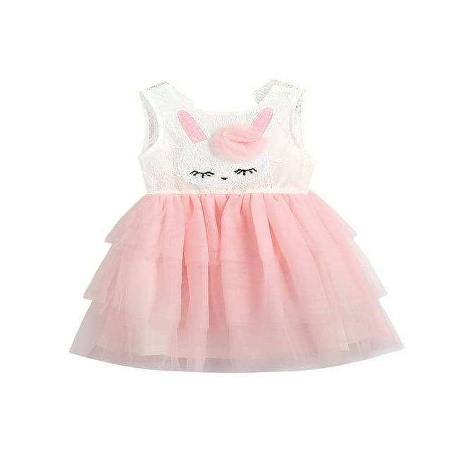 Robe Sans Manches en Maille de Pâques pour Bébé Filles Contraste Couleur Pailletée Bunny Robe d'Été une Pièce Multi-Couleur 4-5 Ans