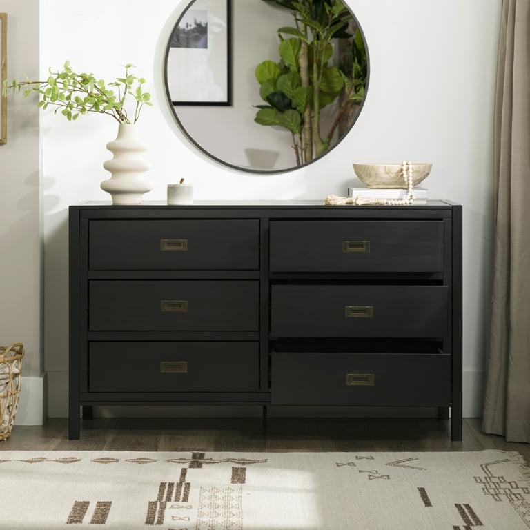 Walker Edison Annabelle Six Drawer Solid Wood Dresser Black