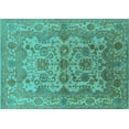 thumbnail image 1 of Ahgly Company Indoor Rectangle Oriental Turquoise Blue Industrial Area Rugs, 2' x 5', 1 of 4