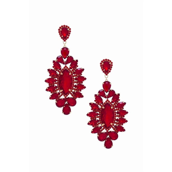 Marquise Rhinestone Dangle Earring Pink