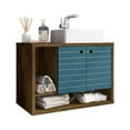 thumbnail image 4 of Manhattan Comfort Liberty Floating 31.49 Bathroom Vanity with Sink and 2 Shelves in Rustic Brown and Aqua Blue, 4 of 8