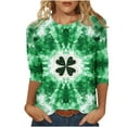 thumbnail image 5 of BLVB St. Patrick's Day T-Shirt for Womens Shamrock Printed 3/4 Sleeve Casual Graphic Tee Tops Cute Crewneck Blouses, 5 of 5