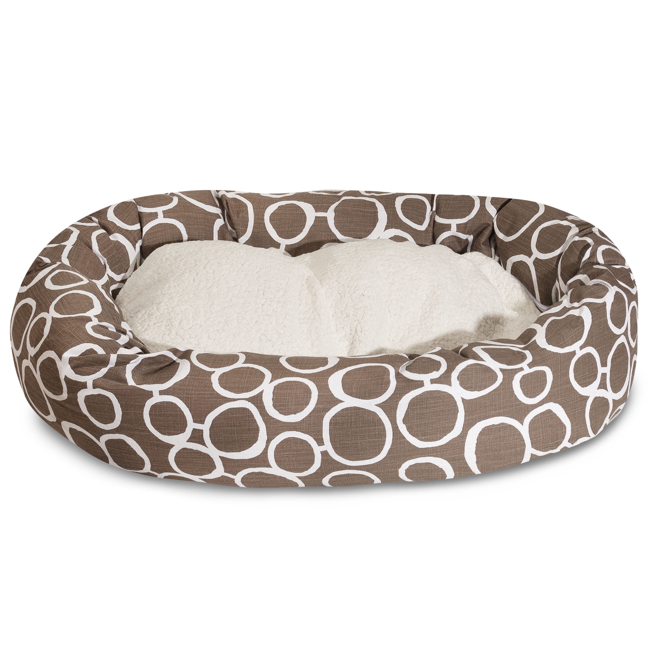 Majestic Pet Sherpa Fusion Bagel Pet Bed for Dogs, Calming Dog Bed Washable, Large, Mocha