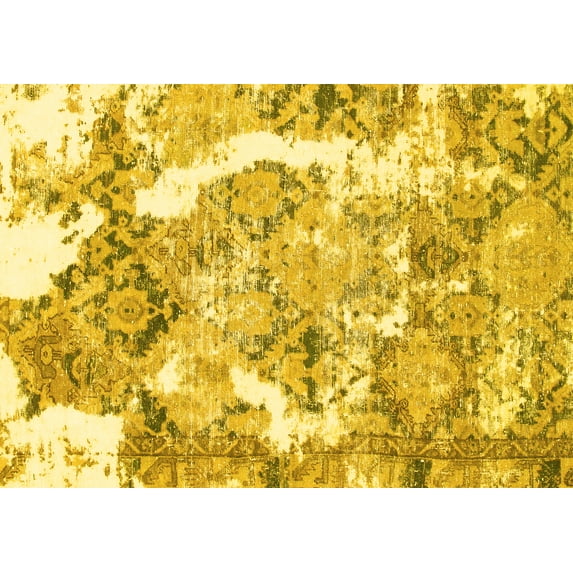 Ahgly Company Indoor Rectangle Abstract Yellow Modern Area Rugs, 8' x 12'