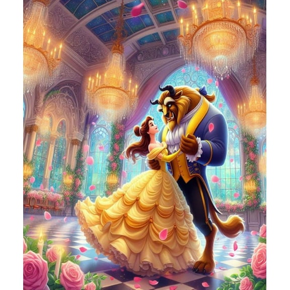 Belle Diamond Painting Kits for Adults Princess 5D Diamond Art Kit Paint by Number for Beginners, DIY Paint with Round Full Drill Diamonds Paintings Gem Art for Home Wall Decor Gift 12X16 Inch