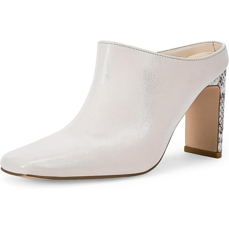 

Womens Square Toe Mules Slip On Snakeskin High Heel Faux Leather Ankle Boots