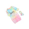 thumbnail image 4 of Camisón para niña recién nacida, ropa de dormir, amor a primera vista, diadema, saco de dormir, trajes envolventes XBTCLXEBCO Rosa, 0-3 meses, 4 of 6