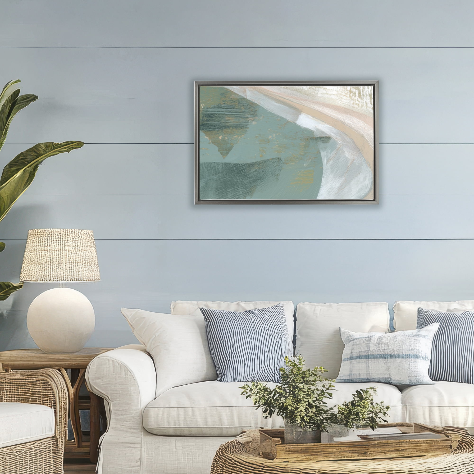 Stupell Industries Classic Car on Coastal Highway Gray Framed Floater Canvas Wall Art, design by Chromatic Storm Studio