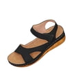 thumbnail image 2 of Xdegoge Womens Summer Sandals Wedge Shoes Hook and Loop Ankle Strap Asymmetrical Band Open Toe Platform Walking Footwear Casual Beach Dressy Non Slip Sole Ladies Sandals, 2 of 9