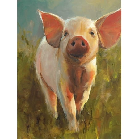 Pig Line Art Morning Pig Adorable Cute Baby Animal Farm Farmhouse Style Animal Painting Print Wall Art By Cari J. Humphry ()